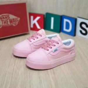 Sepatu Vans011 Anak Perempuan Full Peach Ping Sneaker Anak Cewek Kanvas Kualitas Terbaik New Old skool TK Sd