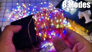 Đèn năng lượng mặt trời ngoài trời 32M Fairy Light 8 chế độ trang trí dây đồng năng lượng mặt trời chuỗi xmas ánh sáng không thấm nước năng lượng mặt trời ngoài trời năng lượng mặt trời Giáng sinh ánh sáng Ramadan vườn ánh sáng tiệc cưới sinh nhật