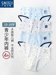 Teen Panties Pure Cotton 10-15 Years Old Junior High School Students Childrens plus Size Kids Development Period without Pp Older Boys Briefs