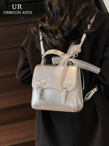 Fashionable Silver Shoulder Bag Womens Commuter Mini Backpack Luxury Trendy Small Size Korean Style URBICON ASTD Bag