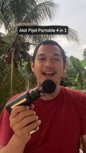 Alat Terapi Otot Relaksasi / Fasia Muscle Massager Gun Hitam 4in1 / Pijat ELektrik Leher Punggung Kaki