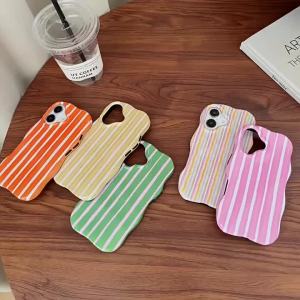 Fashion Glossy Double Color Stripes Case for iPhone 12 13 14 15 16 17 Pro Max 17 Air Color Collision Ultra Thin Shockproof Cover