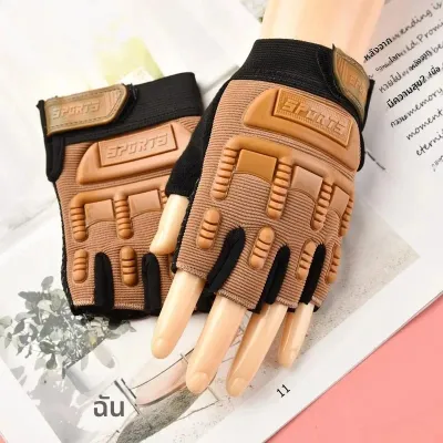 ถุงมือยุทธวิธีแบบครึ่งนิ้วสำหรับผู้ชาย ขี่จักรยานกลางแจ้ง กันลื่น สำหรับผู้ใหญ่และเด็ก ไซส์เล็ก ถุงมือยุทธวิธีแบบปิดผนึกข้ามพรมแดน