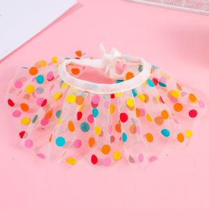 Princess Polka Dot Pet Birthday Hat Scarf Apron Decorative Ruffle Edged Dog Cat Costume Accessories Universal Pet Supplies