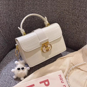 Fashionable Commuter Womens Crossbody Bag Small Square Bag Single Shoulder Bag Versatile Lock Buckle Closure Casual Handbag