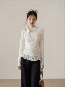 Cantonstory | French Sweet Bow Long Sleeve Fitted T-Shirt