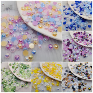 6mm Half-Face Imitation Pearl Loose Beads Nail Art Flat Bottom round Beads Mobile Phone Case DIY Materials Accessories Shoes