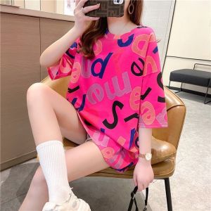 เสื้อยืดแขนสั้นหลวมๆ สำหรับผู้หญิงในช่วงฤดูร้อนปี 2024 วัสดุโพลีเอสเตอร์ สไตล์เกาหลี เสื้อผ้าทำงาน แฟชั่นเสื้อผ้าผู้หญิง