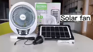 Solar fan built-in battery large wind quiet portable outdoor camping 6-inch table fan