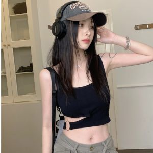 เสื้อกล้ามสายเดี่ยวแบบสปอร์ตเซ็กซี่เสื้อชั้นในแบบชิ้นเดียวสำหรับผู้หญิงเสื้อเกาะอกมีสายรัดอกโชว์หลังสวยใส่ด้านนอกใส่ช่วงฤดูร้อนสำหรับสาวแซ่บสุดฮิต