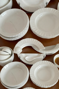 mornenjoy | Premium Glazed Underglaze Pure White Ceramic Tableware Set