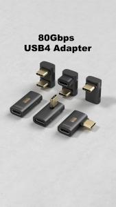 Hagibis USB4 Adapter PD240W 80Gbps 8K USB C to Type-C 90 Degree Right Angle Converter Compatible With Thunderbolt 4/5 For iPhone 16 Pro ROG Ally Steam Deck Tablet Laptop