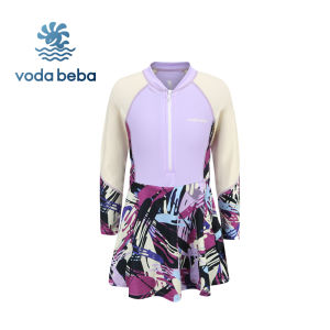 VODABEBA | Long Sleeve Sun Protection Swim Dress for Girls