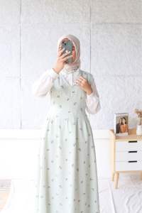 HALWA OVERALL DRESS VINTAGE KOREAN STYLE SUMMER DRESS SET OVERALL KEMEJA