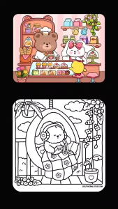 Little Fuzzy Coloring Book For Adult And Kids - Buku Mewarnai Untuk Anak Dan Dewasa Kertas Super Tebal