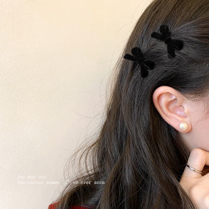 Flocking Black Bows Hairpin Headdress Female Fancy Cropped Hair Clip Hair Little Clip Female Hair Accessories Side Clip Side