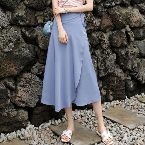 Korean Style High Waist A-Line Midi Skirt Wrap Beach Dress Women Summer Long Ins Super Popular One-Piece Sheng Chiffon Skirt