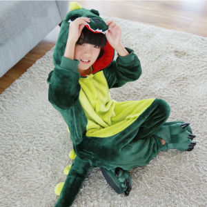 ชุดนอนแบบชิ้นเดียวลายเสือสำหรับเด็กผ้าสักหลาดแบบใหม่ฤดูใบไม้ร่วงและฤดูหนาวชุดใส่ในบ้านทรงหลวมแขนยาวลายสัตว์การ์ตูนสำหรับเด็กหญิงและเด็กชาย