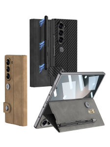 Applicable to Samsung Folder 6 Phone Case Flip New Arrival Ultra-Thin Genuine Leather All-Inclusive Protective Case Zfolder 6 Heart-Tied World Magnetic Removable Spen Pen Slot Case Drop-Resistant Anti-Fingerprint Comfortable Feel Z