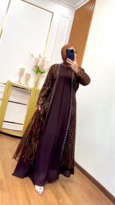 Alina Dress Baju Kondangan Wanita Dewasa Bahan Cerutty Mix Brukat Mewah Elegan Terbaru 2025