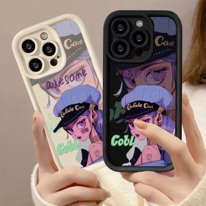 Compatible with iphone 14 Pro Max Phone Case A cartoon girl in a hat 12 13 14 15 11 Pro Max Casing silicone xr xs Max 7 8 Plus