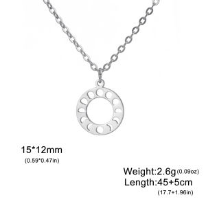 Skyrim Hollow Ring Sun Moon Pendant Stainless Steel Necklace Womens Fashion Simple Wedding Gift Jewelry Gift New