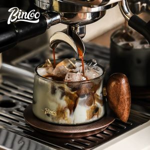 ชุดแก้วกาแฟสไตล์ญี่ปุ่น Bincoo พร้อมจาน ชานั่งบ่าย แก้วกาแฟลาเต้ อุปกรณ์ทำกาแฟแบบอิตาลี สไตล์ย้อนยุค ความจุขนาดกลาง