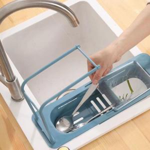 Kitchen Sink Expandable Hanging Storage Rack Drain Basket Filter Sink Dishcloth Holder Plastic Kitchen Storage Organizer