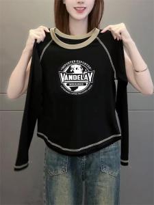 Slimming Long Sleeve Base Shirt Womens Fashionable Color Block T-Shirt Spring New Arrival Versatile Slim Fit Underwear Top