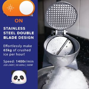 Electric Ice Crusher for Halo Halo Stainless Steel Double Blade Ice Smasher Heavy Duty 500W Fine Ice Shaver Machine