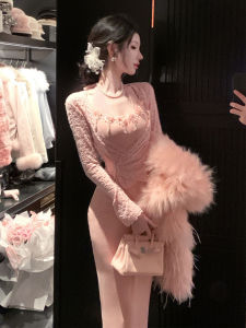 SHANGSHA | Elegant Banquet Style Lace Strap Dress Set