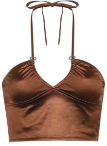 Halterneck Cross Fit Crop Top Camisole Womens Crossbody Vest Short Length Inner Wear Short Style Other Material 100%