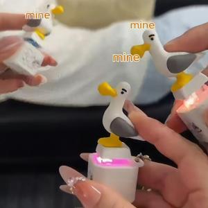 【L】Seagull Mine Keychain Button With Sound LED Keyboard Clicker Toys Stress Relief Animal Keycaps Funny Gift For Kids Adults