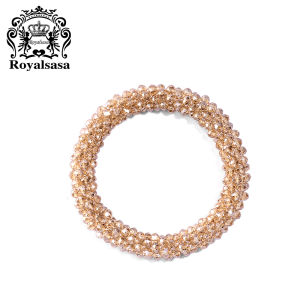 Royalsasa Headdress Flower Imitation Crystal Updo Japanese and Korean Beaded Hair Ring Hair Rope Hair Band for Hair Ties Head Rope Headdress
