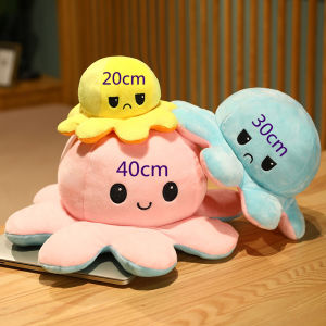 20/30/40cm Octopus Soft Toy Fluffy Plush Tiktok Reversible Octopus Plush Toys Graduation Gift For Students Boneka Bipolar Plushie Baby Patung Sotong
