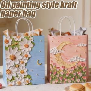 Extra Large Gift Bags for Birthday / Creative 3D Flower Printed Shopping Paper Bag / Reusable Candy Biscuits Snacks Packaging Pouch
