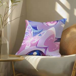 Bandai | Pokemon Psychic Type Collection Anime Plush Pillow Cover Soft Short Plush Cushion Cover For Sofa Bedroom Home Decor Gift
