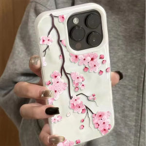 Aesthetic Pink Flower Phone Case For iPhone 17 16 15 14 13 12 11 Pro Max Soft TPU Shockproof Protective Cover Candy Color Cases