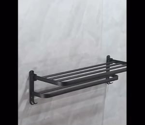 ชั้นวางของในห้องน้ำ ราวแขวนผ้า ชั้นวางเครื่องสําอาง ชั้นวางของในห้องน้ำ ติดผนัง กันสนิม กันน้ำ แบบเจาะ ไม่เจาะ