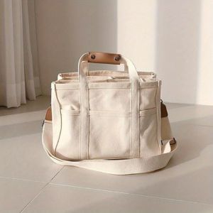 Three Layer Large Capacity Canvas Tote Bag Crossbody Bag Durable and Lightweight Shoulder Bag Shopping Bag Casual and Practica