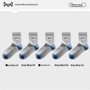 Miiow | 7A Antibacterial Mens Cotton Socks Mid-Calf Breathable Sport Anti-Odor Absorbent Embroidered Long Socks For Autumn Winter