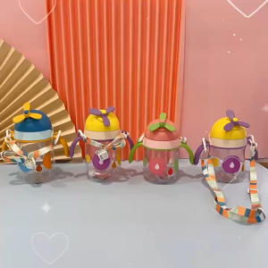 280/380 ML Baby Children Learning Cup Straw Portable Strap Bottle Water Bottle Leak-Proof Baby Training Bottle BPA FREE