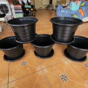 เซ็ทกระถาง 15 นิ้ว + จานรอง 15 นิ้ว แพ็ค 5 ชุด