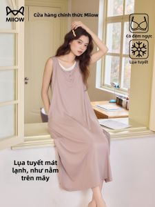 MiiOW | Breathable Padded Camisole Dress Ice Silk Nightgown