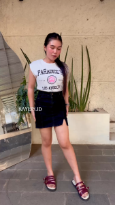 KAYLIN.ID Rok Denim Stretch Jeans /Rok Wanita High Waist/Rok Mini Anti Ekspossur