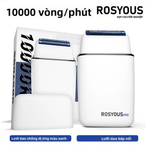 Máy Cạo Râu Điện Rosyous RS620 Dành Cho Nam 10000 Vòng/phút Dao Kép Lưới Chống Dị Ứng Màu Xanh Dương Dành Cho Tiệm Hớt Tóc
