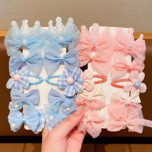 10Pcs/Set Cute Bows Baby Hairclips Lace Flower Children Girls Hairpins Hairdresses Baby BB Clip Gifts