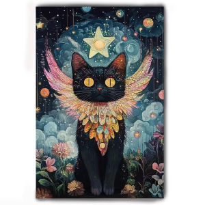 KAYOU | Paint By Numbers Funny Art Monet Black Cat DIY Frameless HandPainted Wall Art Coloring Painting for Living Room Home Decoration