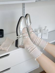 Pure Color Mesh Fungus Lace Socks Children Spring and Summer Thin and All-Matching Cut Out Students Knee-High Socks Ballet Style Bunching Socks