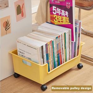 Sturdy Desktop Storage Basket Solid Color Storage Box Bottom Scroll Wheel Keep Neat Stationery  Storage Basket